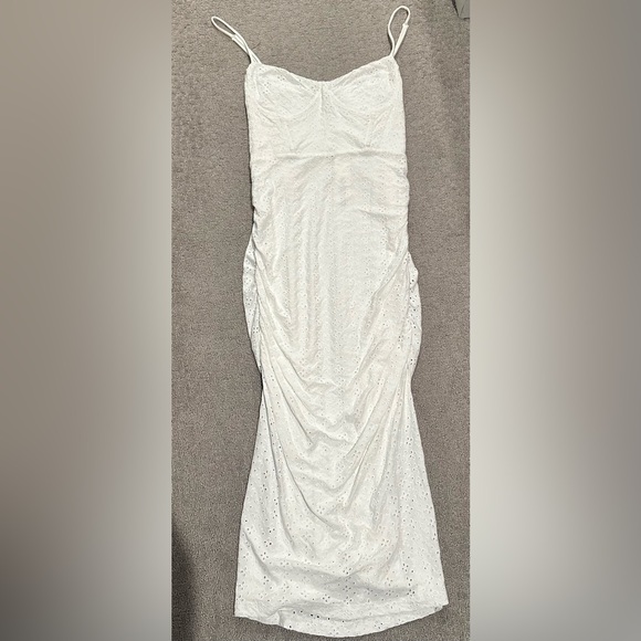 JONATHAN SIMKHAI Moira Broderie Anglaise Bustier Midi White Eyelet Dress - Picture 3 of 5